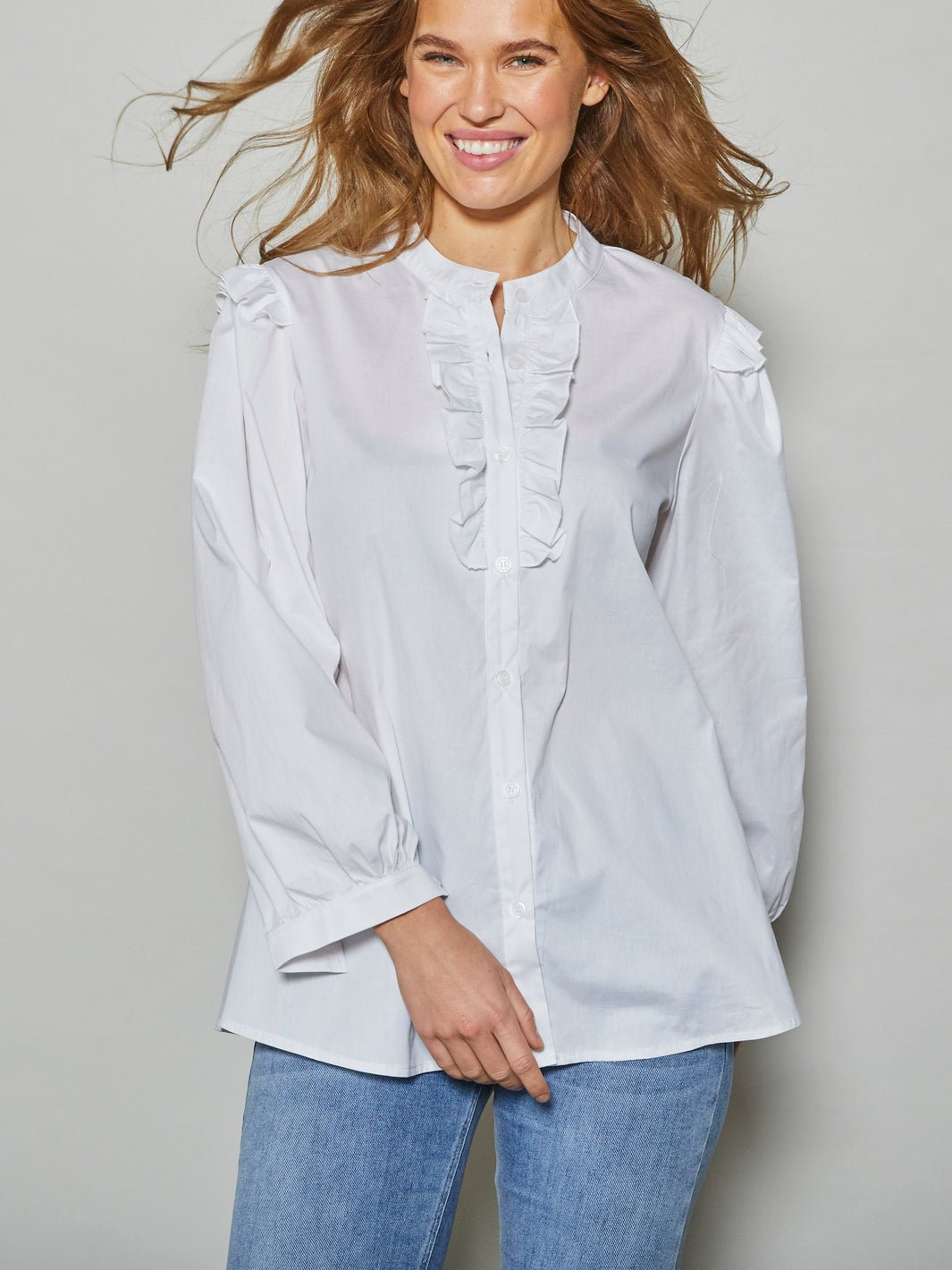All Week Grace l/s frill cotton shirt white - Online-Mode