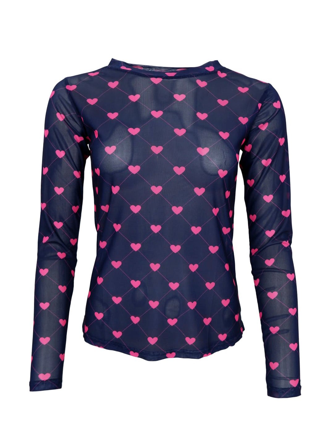 BC Annie mesh blouse navy pink heart - Online-Mode