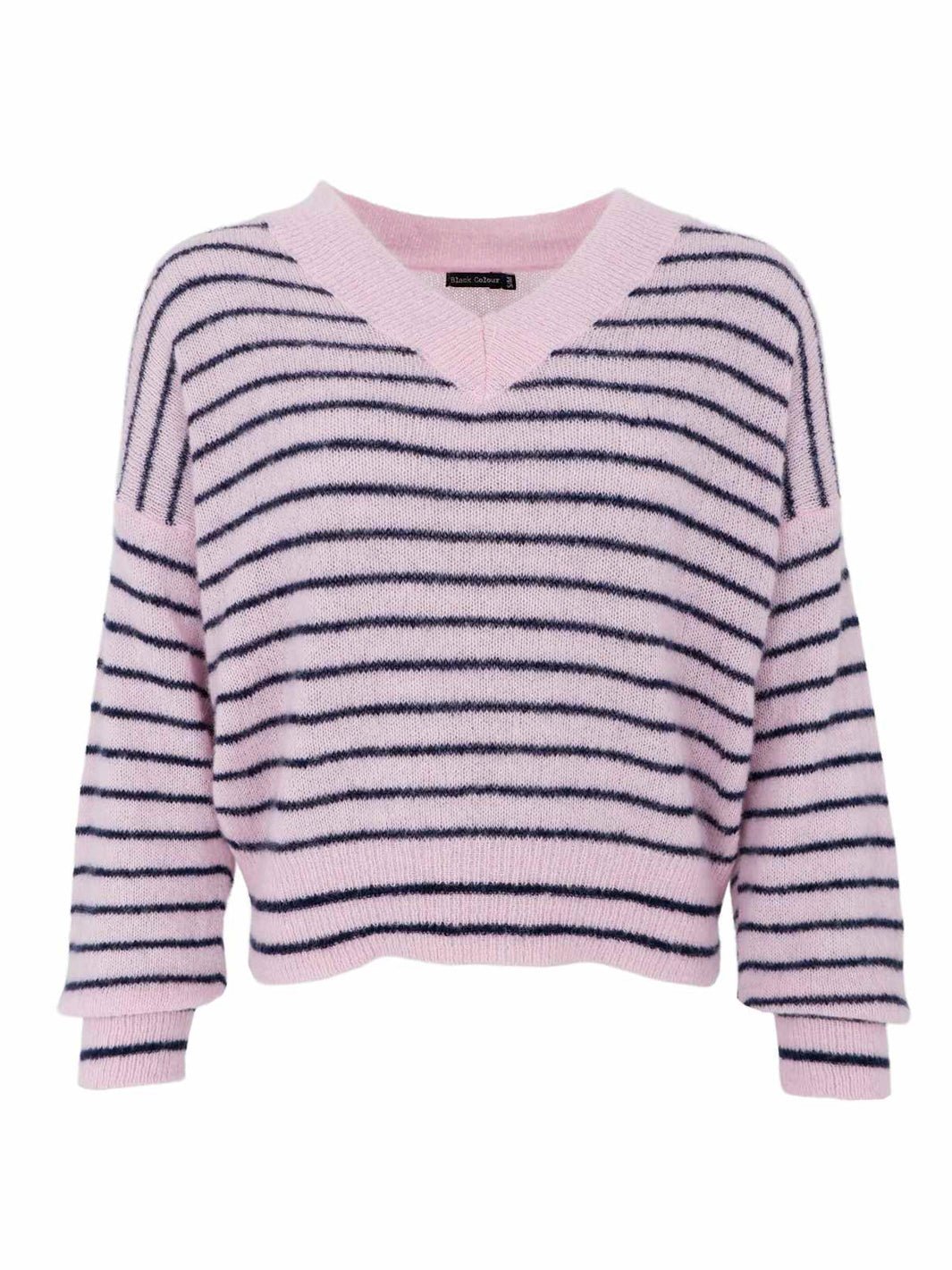 BC Dell striped v-neck jumper rose - Online-Mode
