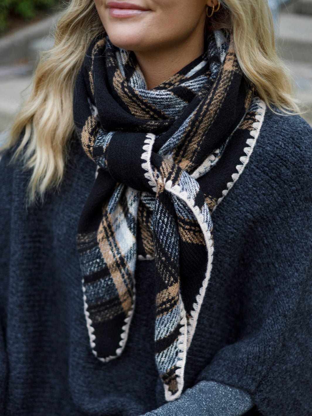 BC Leoni chequered scarf black - Online-Mode