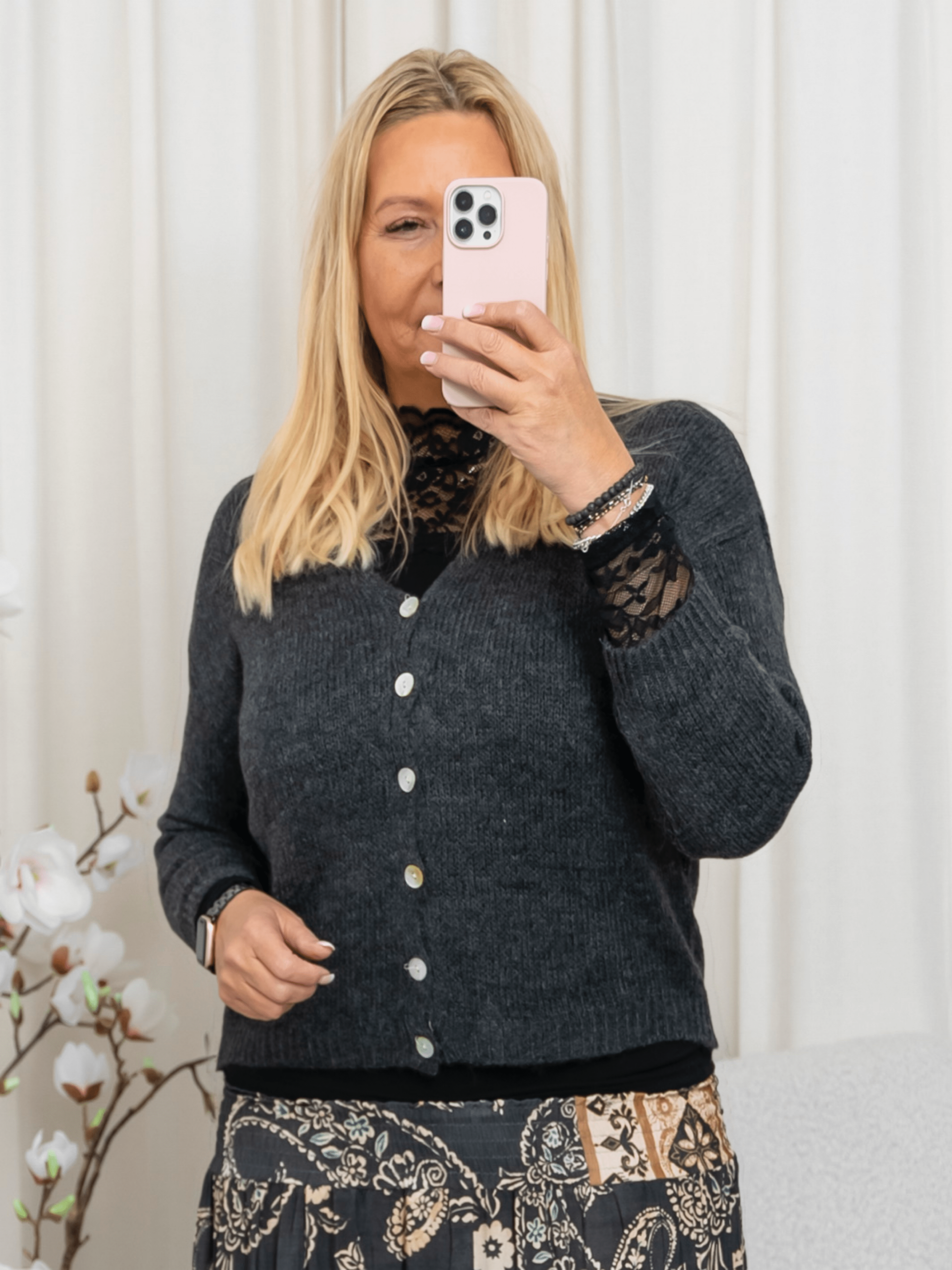 Clara knit cardigan dark grey - Online - Mode