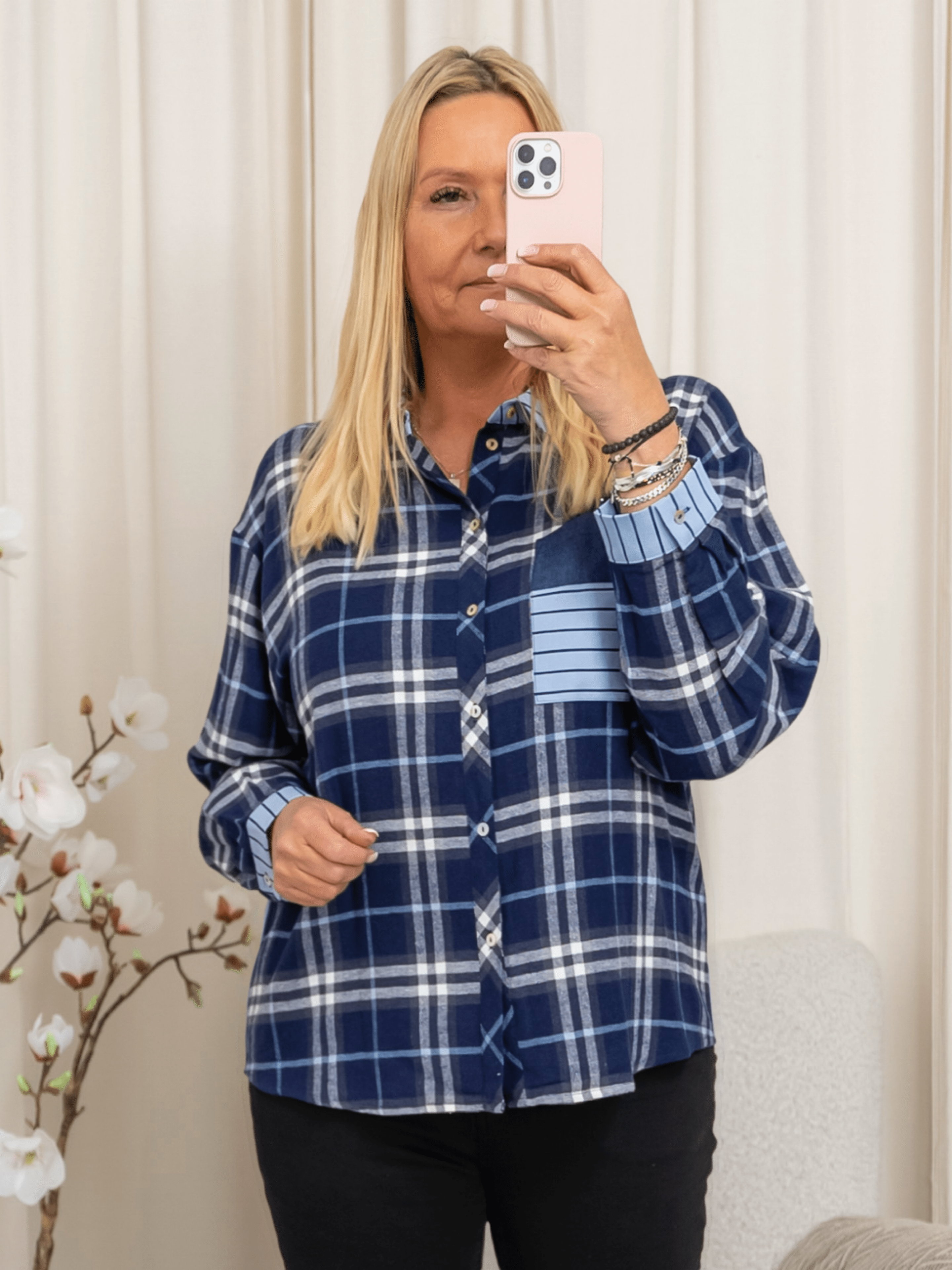 Continue Alice mix shirt blue check - Online - Mode