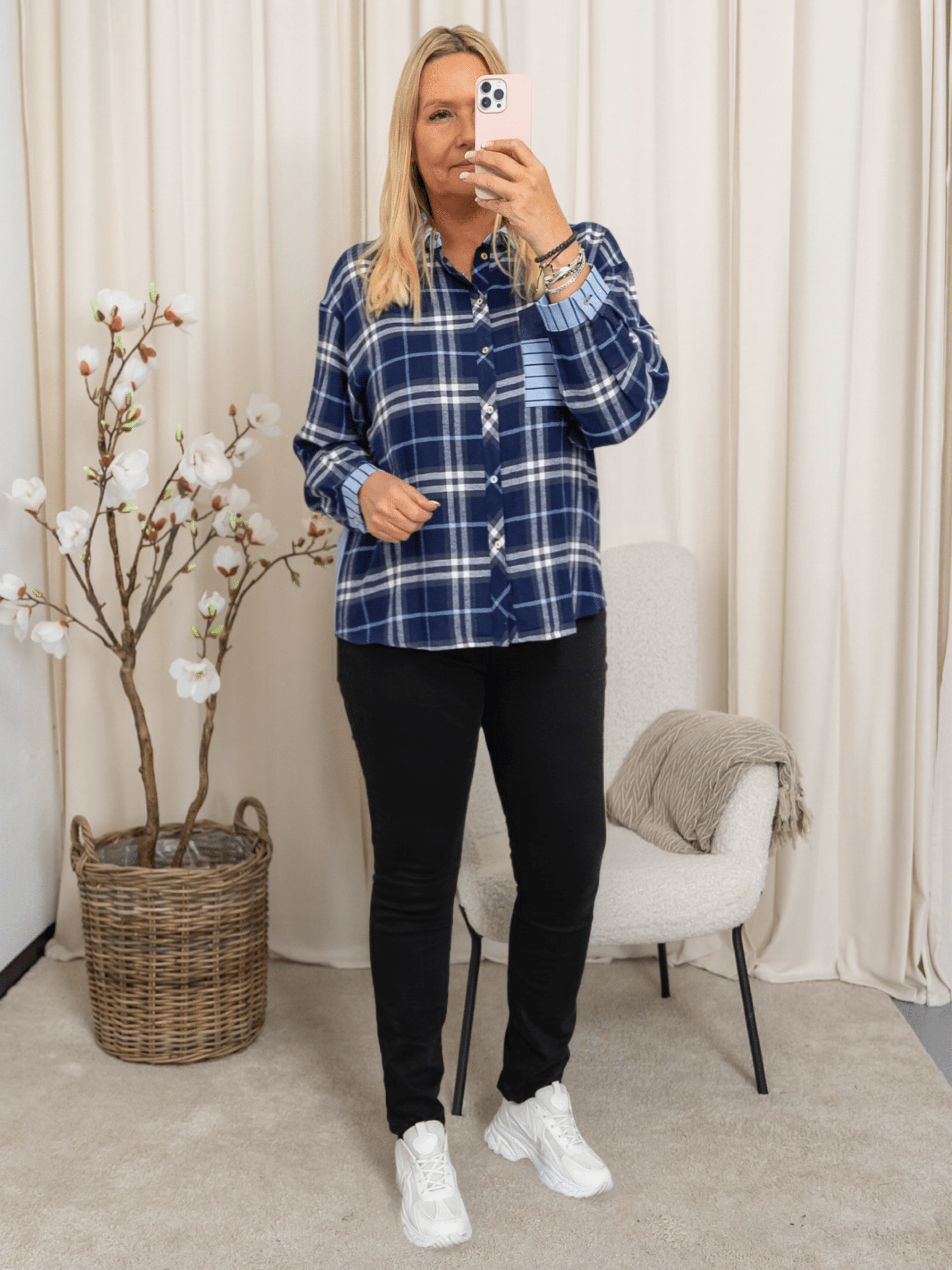 Continue Alice mix shirt blue check - Online - Mode