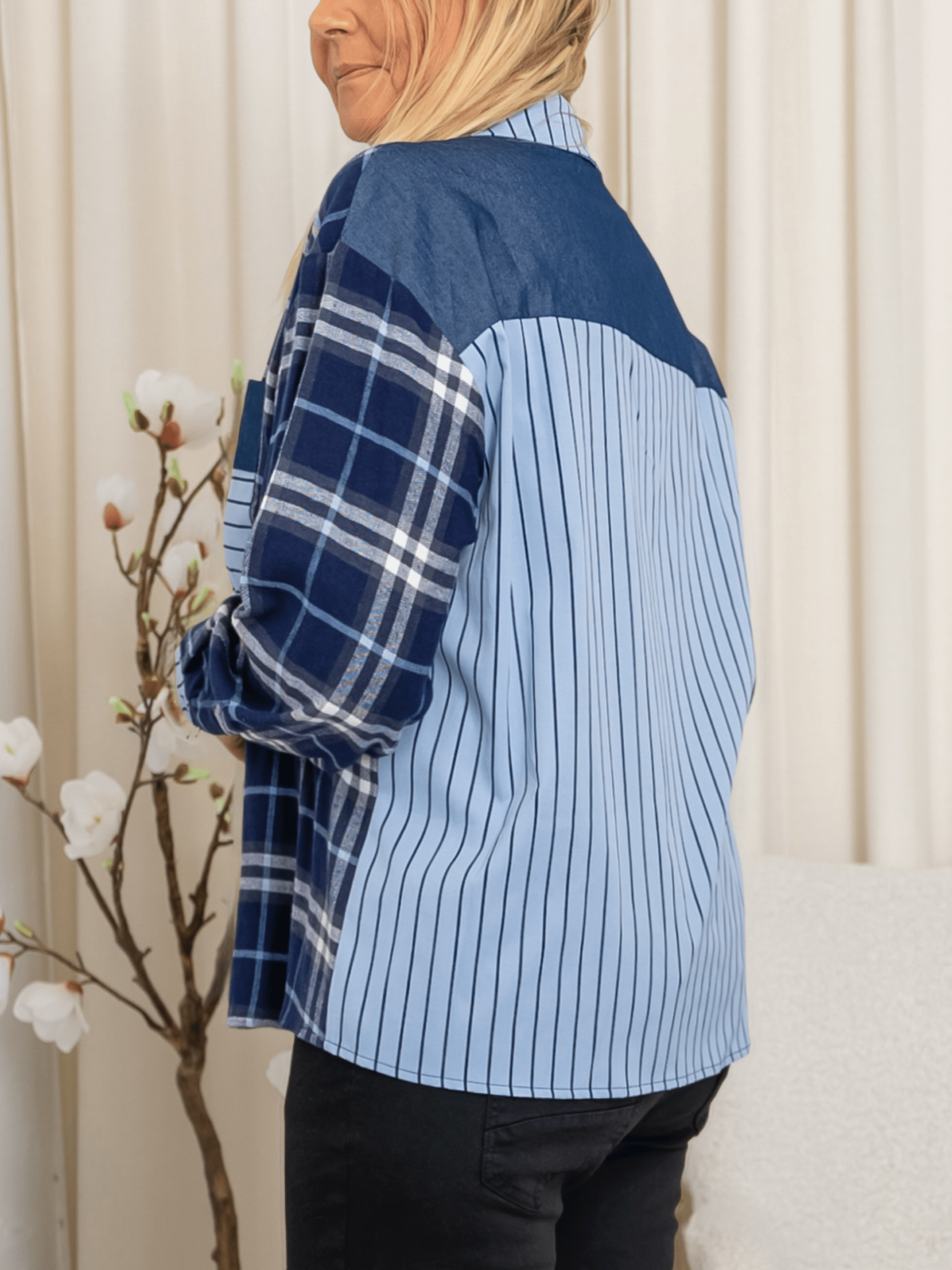 Continue Alice mix shirt blue check - Online - Mode
