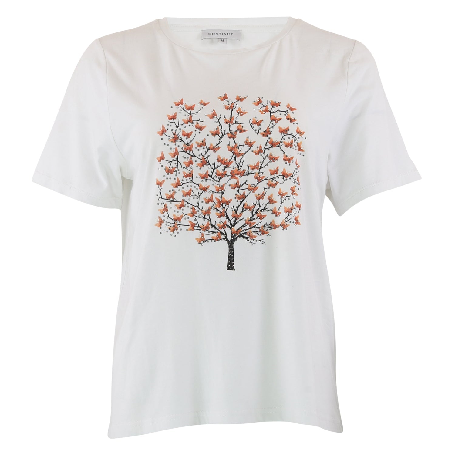 Continue Tessa t-shirt white orange tree - Online - Mode