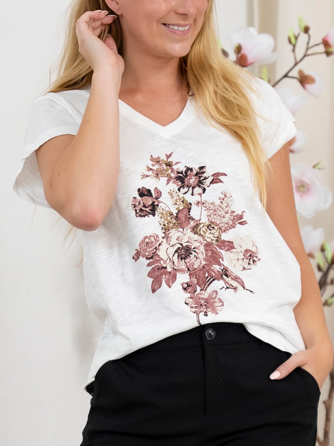 Culture CUflori Biana t - shirt white/rose floral - Online - Mode