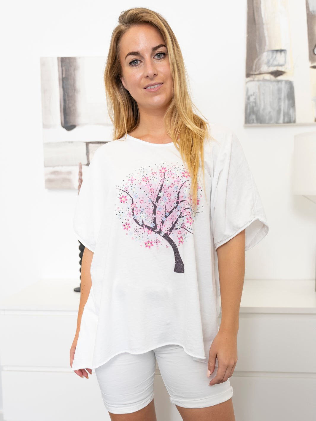 Emily t - shirt pink tree white - Online - Mode