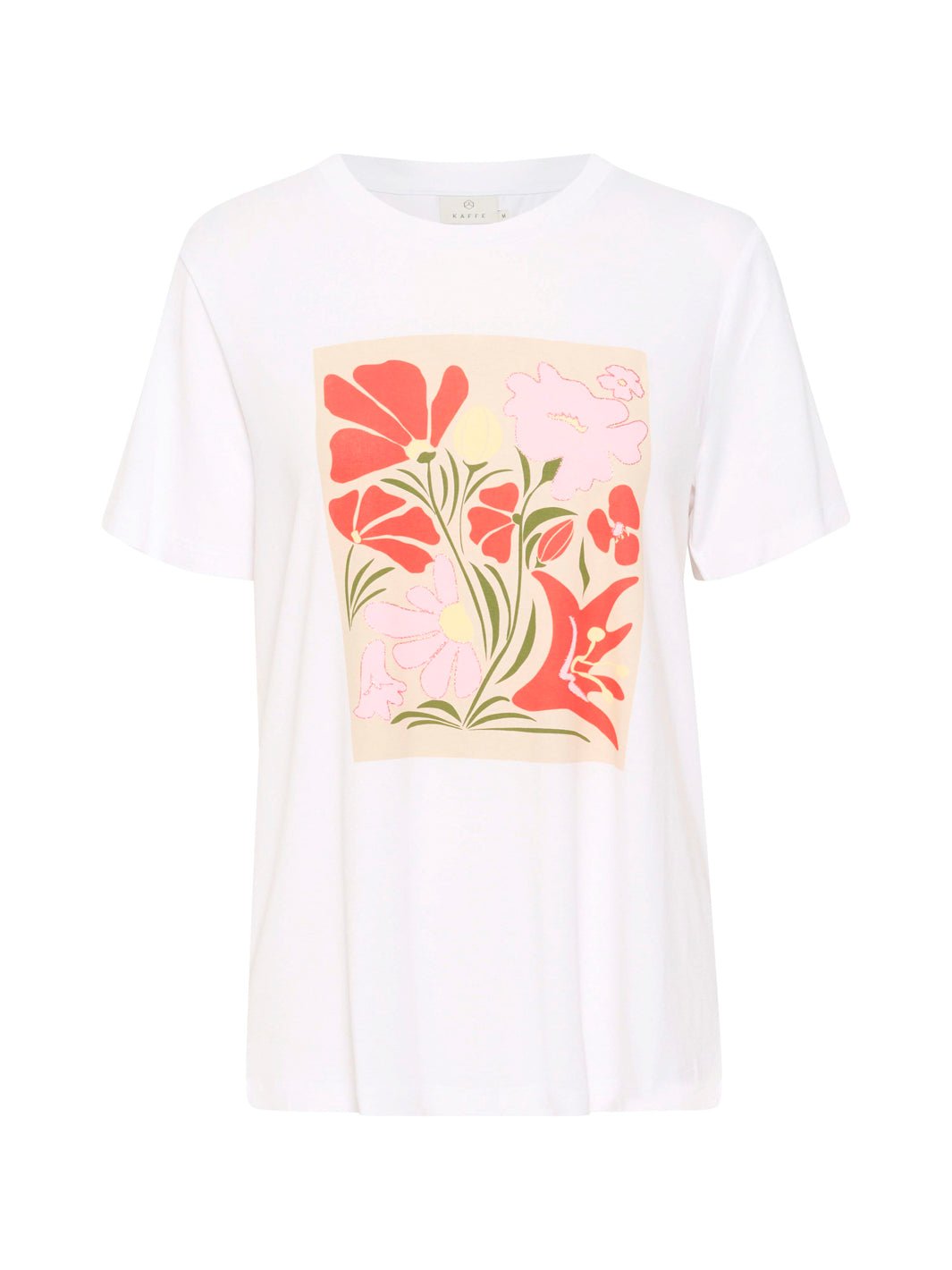 Kaffe KAelin t-shirt white/pink flower print - Online-Mode