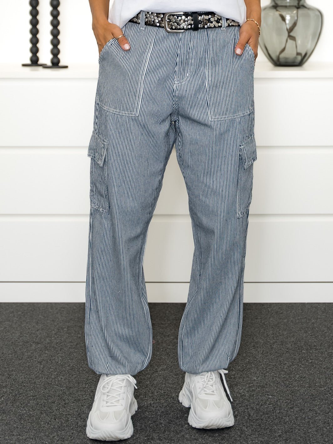 Kaffe KAmarilla pants blue/white stripes - Online-Mode