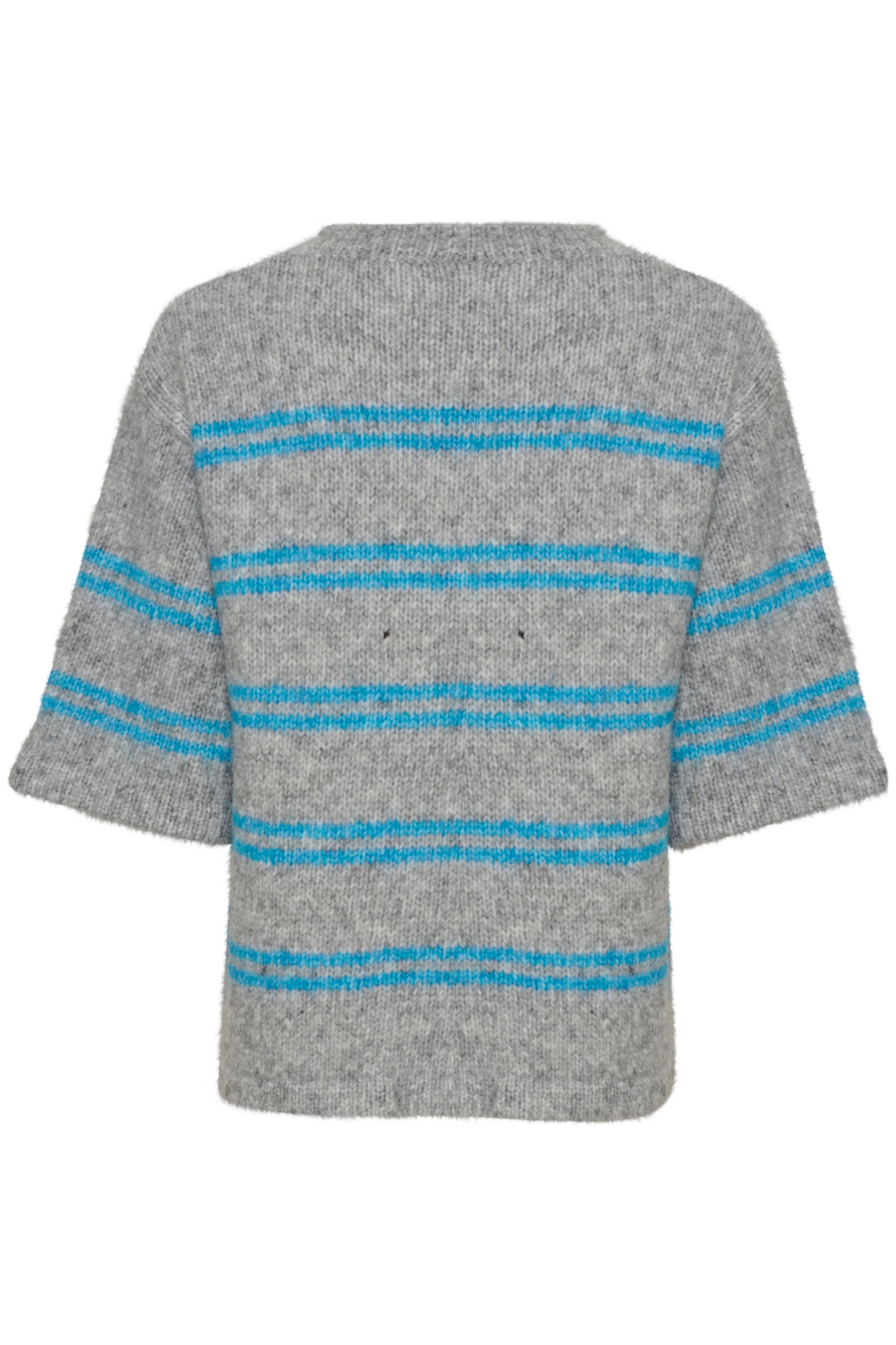 Kaffe KAtrina short sleeve pullover grey melange/blue - Online - Mode