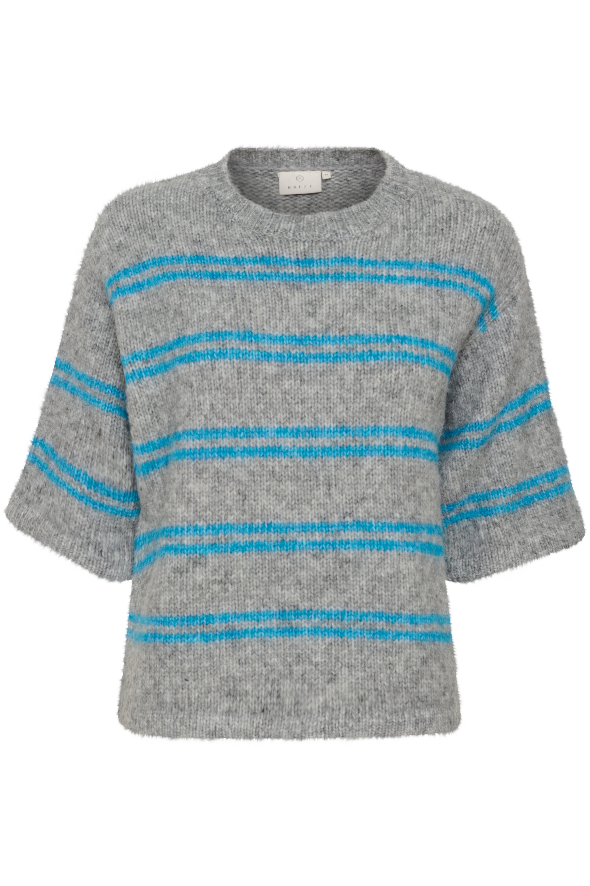 Kaffe KAtrina short sleeve pullover grey melange/blue - Online - Mode