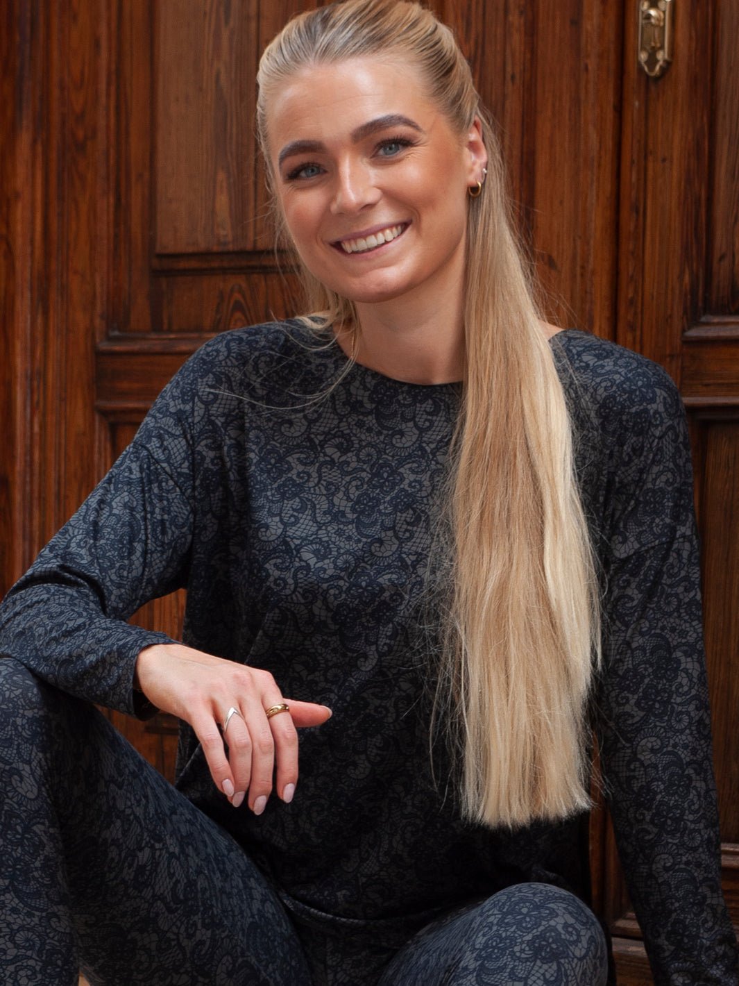 Liberté Alma LS top black grey lace - Online - Mode