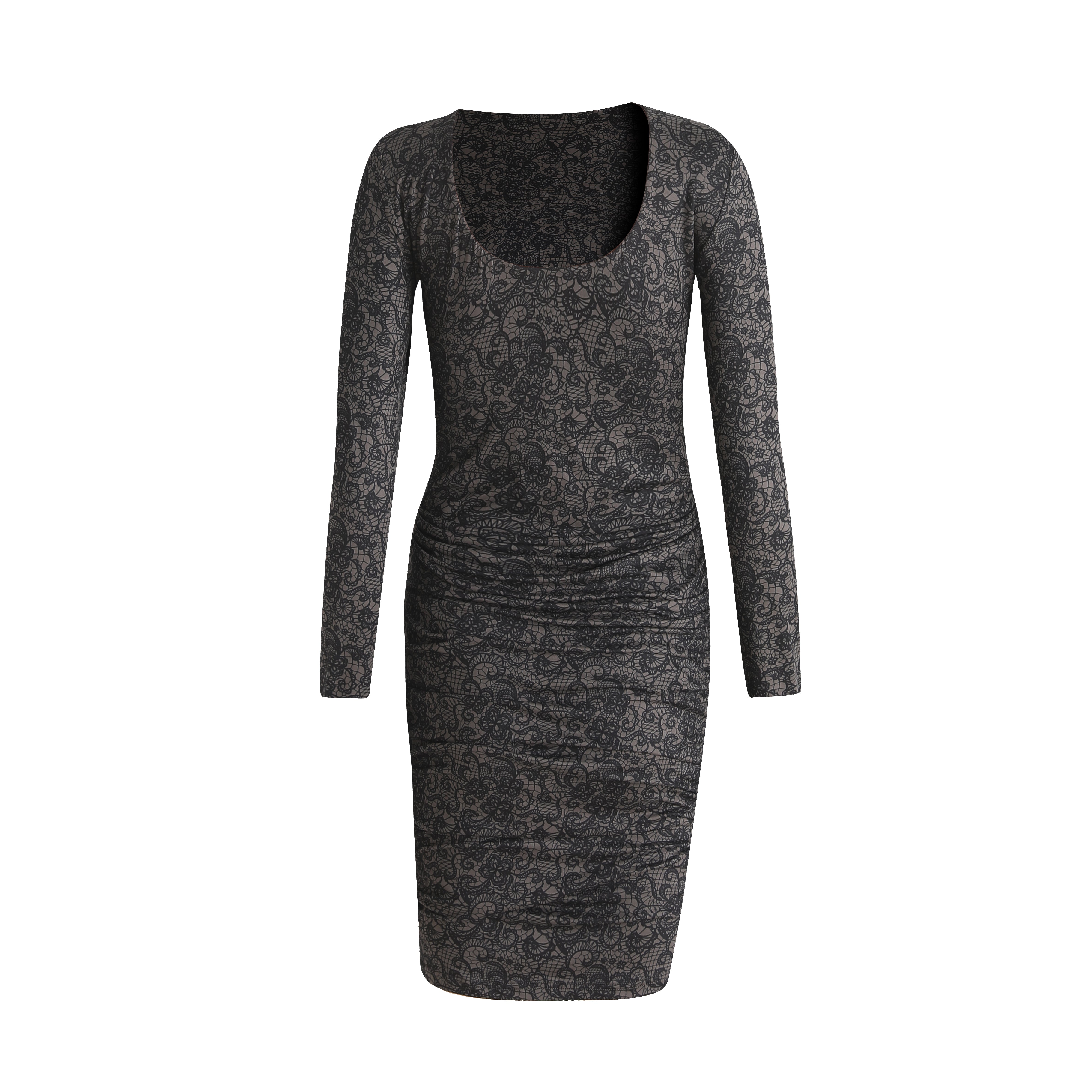 Liberté Alma LS turn dress black grey lace - Online - Mode