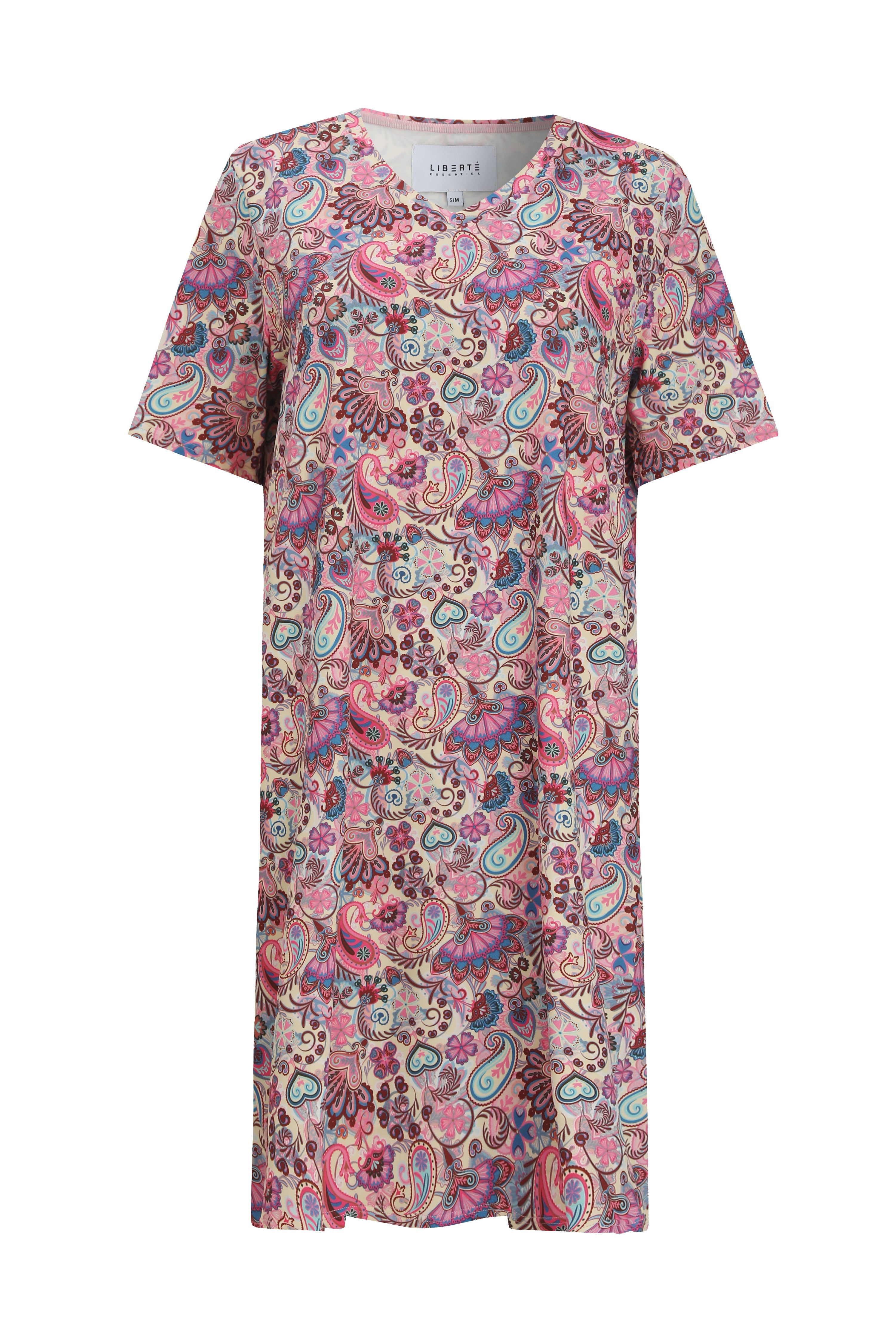 Liberté Alma v-neck t-shirt dress pink paisley - Online-Mode