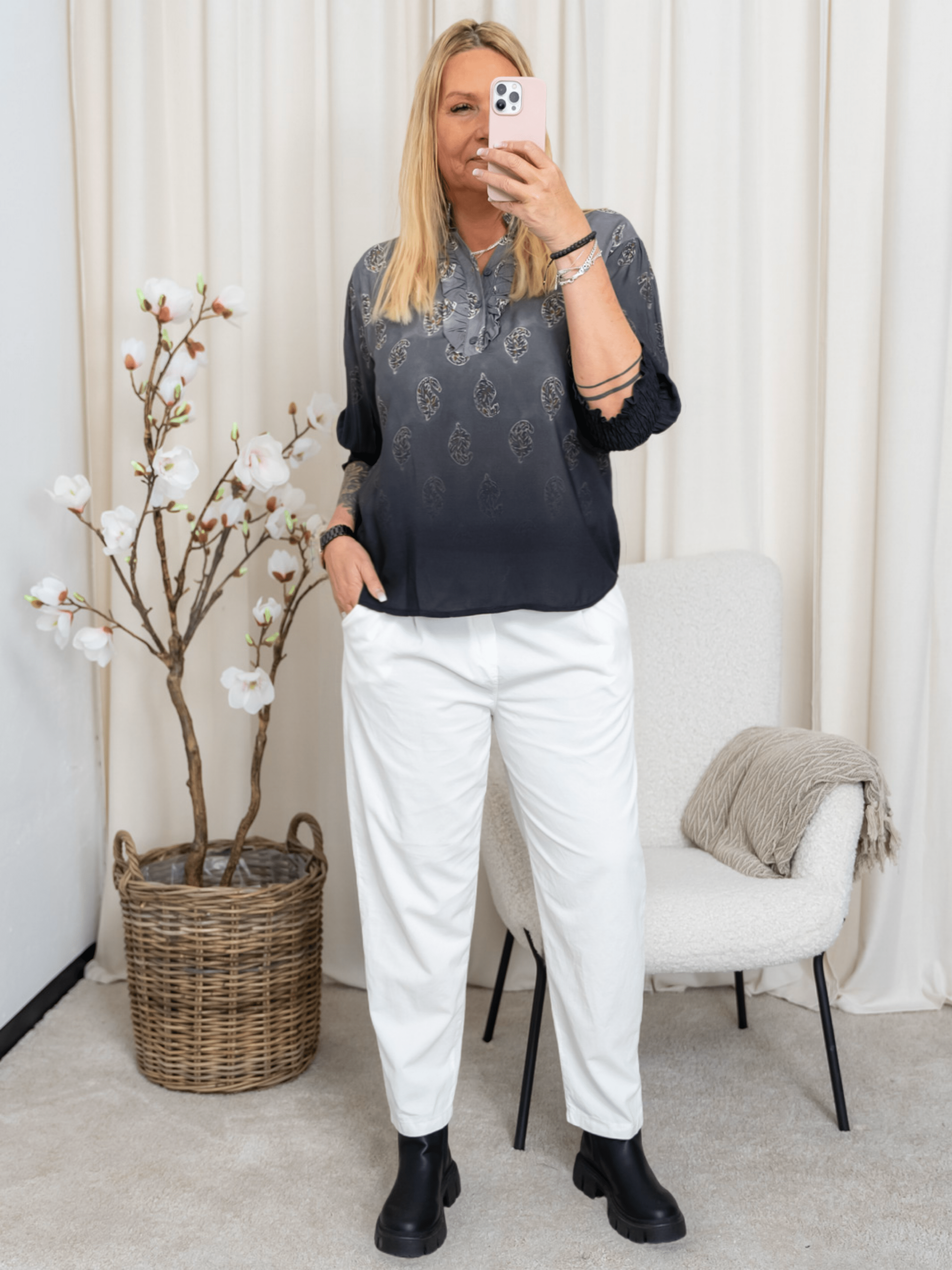 Marta du Chateau Unnur bluse grey faded 1941tps - Online - Mode