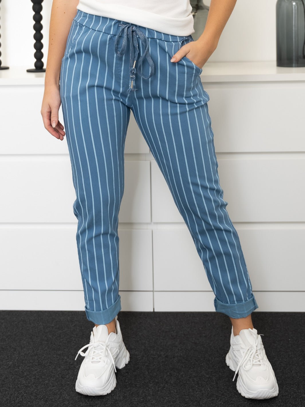 Kayla pants blue stripe - Online-Mode