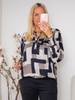Neia shirt print 09 beige/dark blue