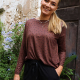 Liberté Alma LS top brown black heart