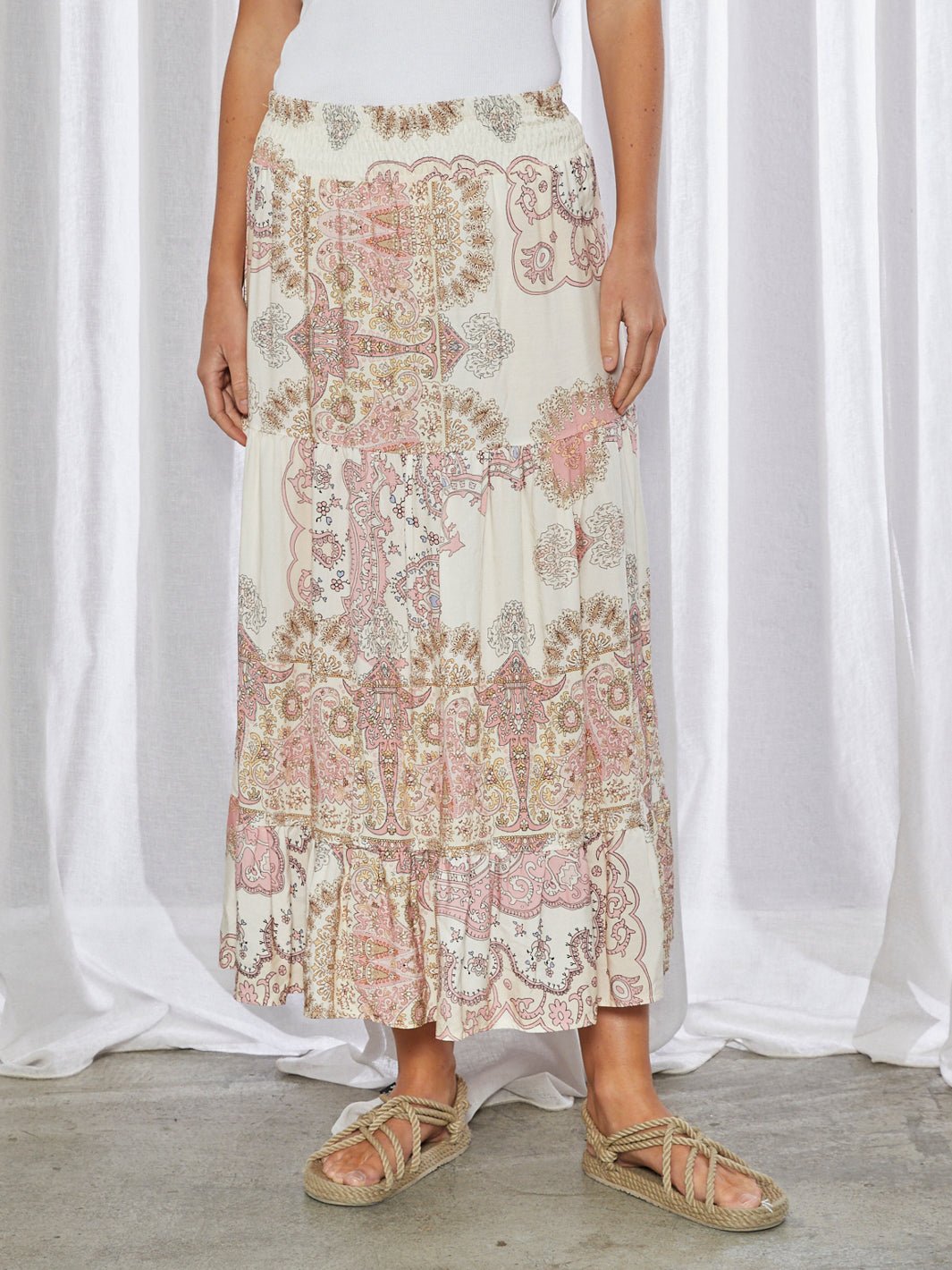 All Week Gunette long skirt rosa paisley print - Online-Mode