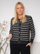 BC Dell striped knit cardigan dk grey - Online-Mode