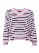 BC Dell striped v-neck jumper rose - Online-Mode