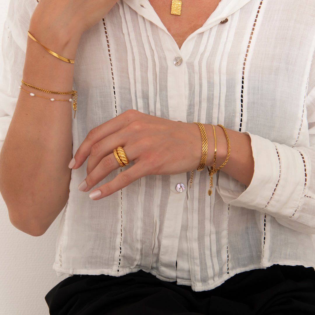 By Cara Wide Mesh Armbånd 18K Guldbelagt 6 mm - Online-Mode