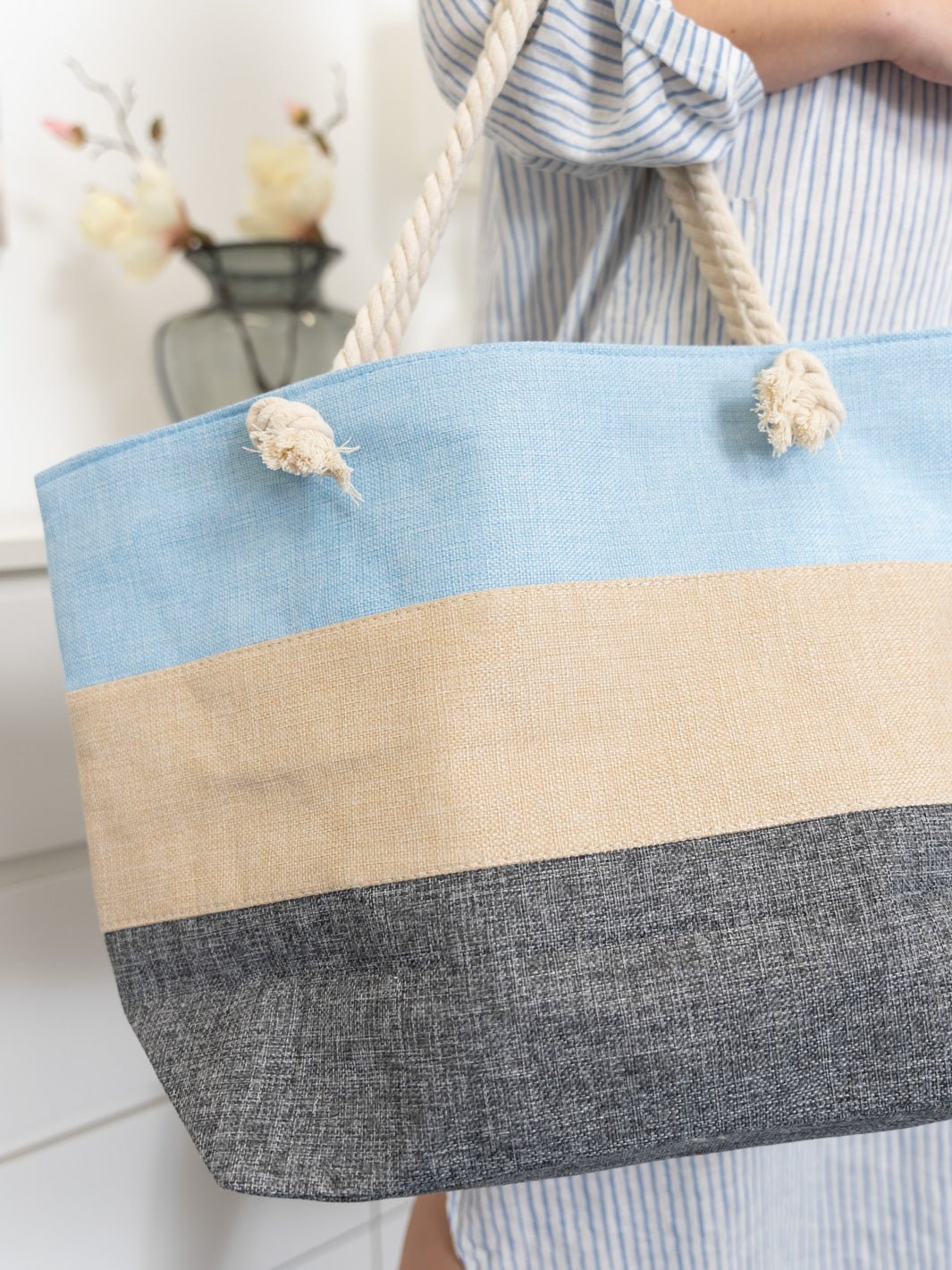Cali shopper beach bag stripes blue mix - Online-Mode