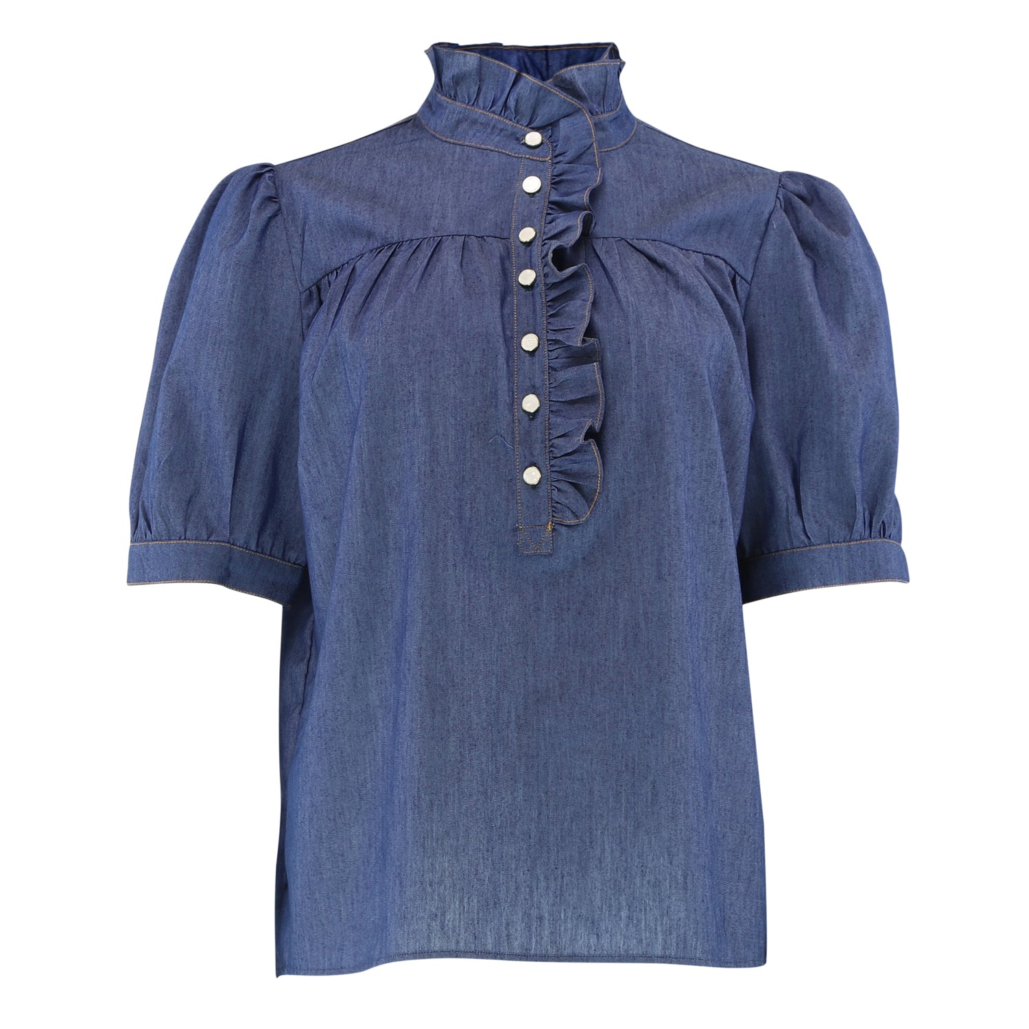 Continue Ariana SS chambre blouse dark blue - Online - Mode