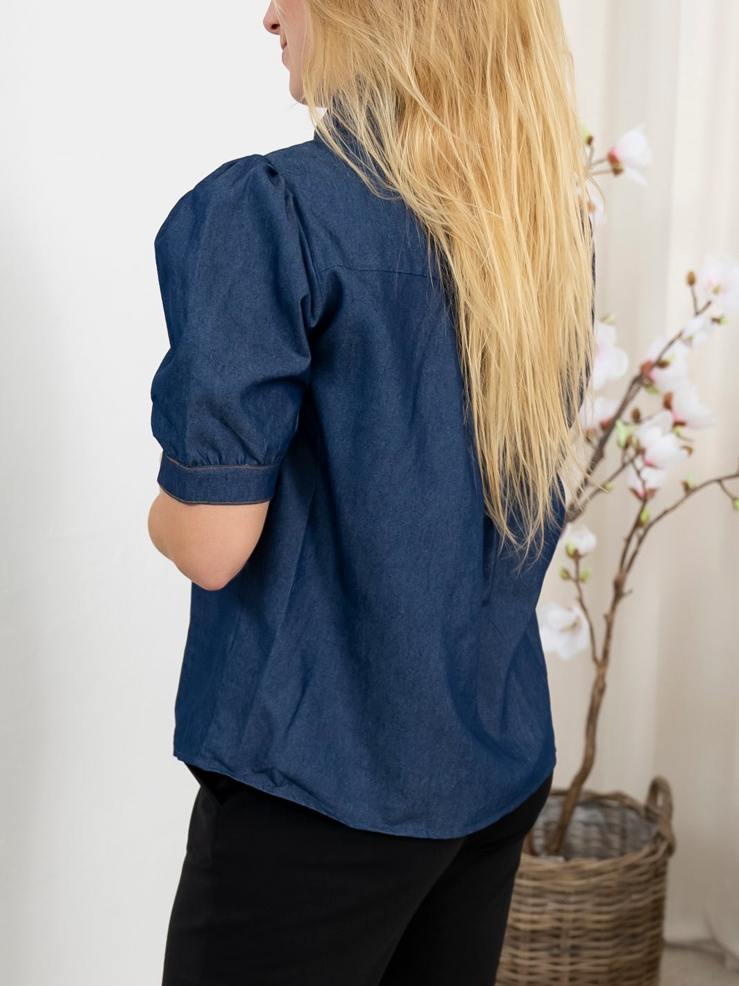 Continue Ariana SS chambre blouse dark blue - Online - Mode