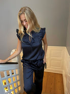 Continue Randi satin pants navy blue - Online - Mode