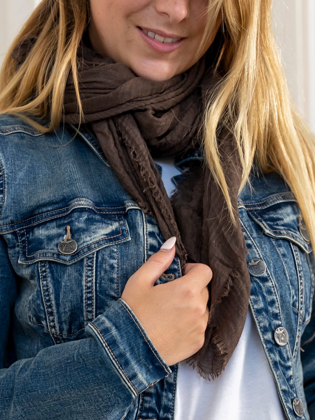 Ellie scarf dark brown - Online - Mode