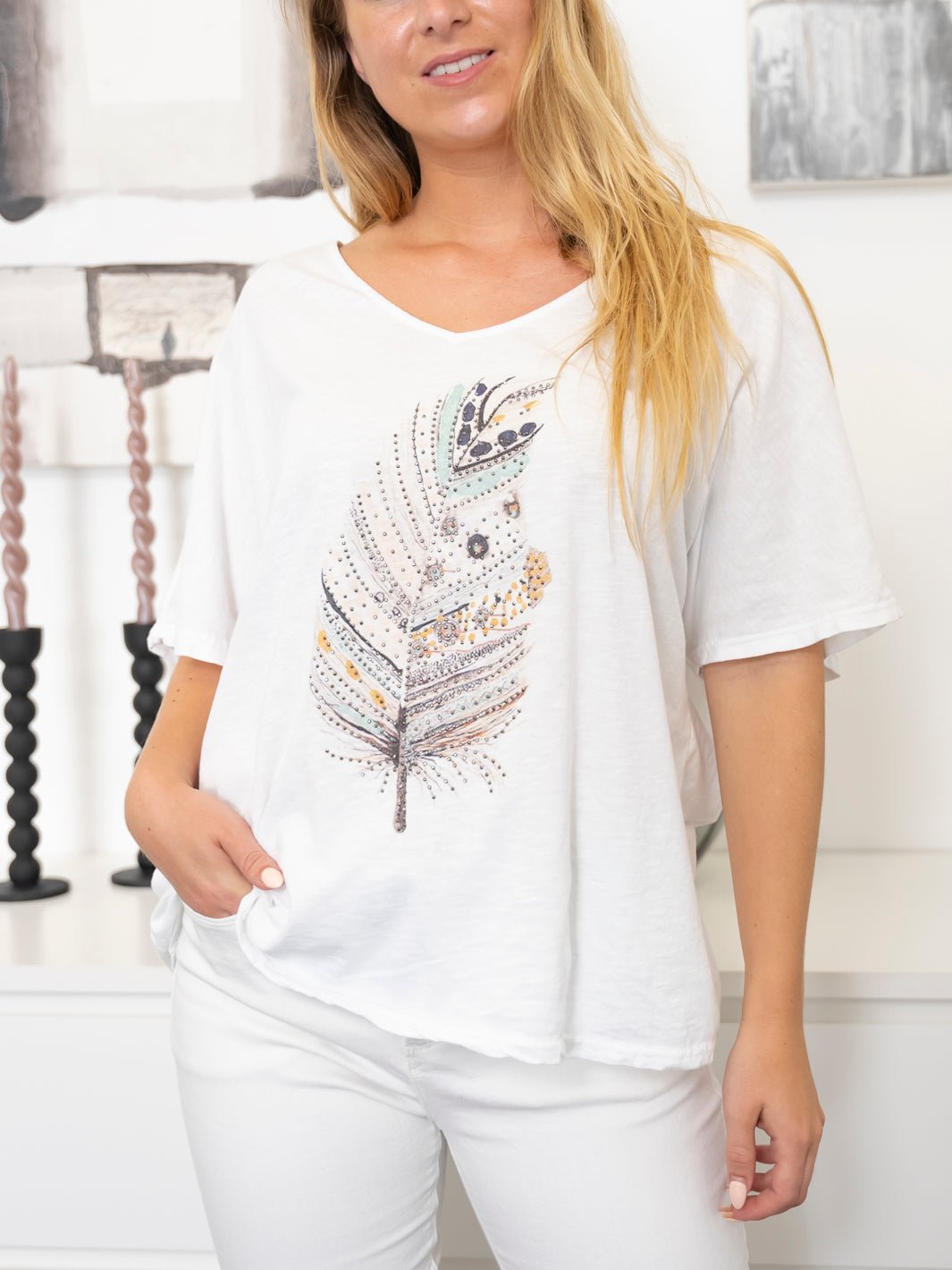 Emily t - shirt feather white - Online - Mode