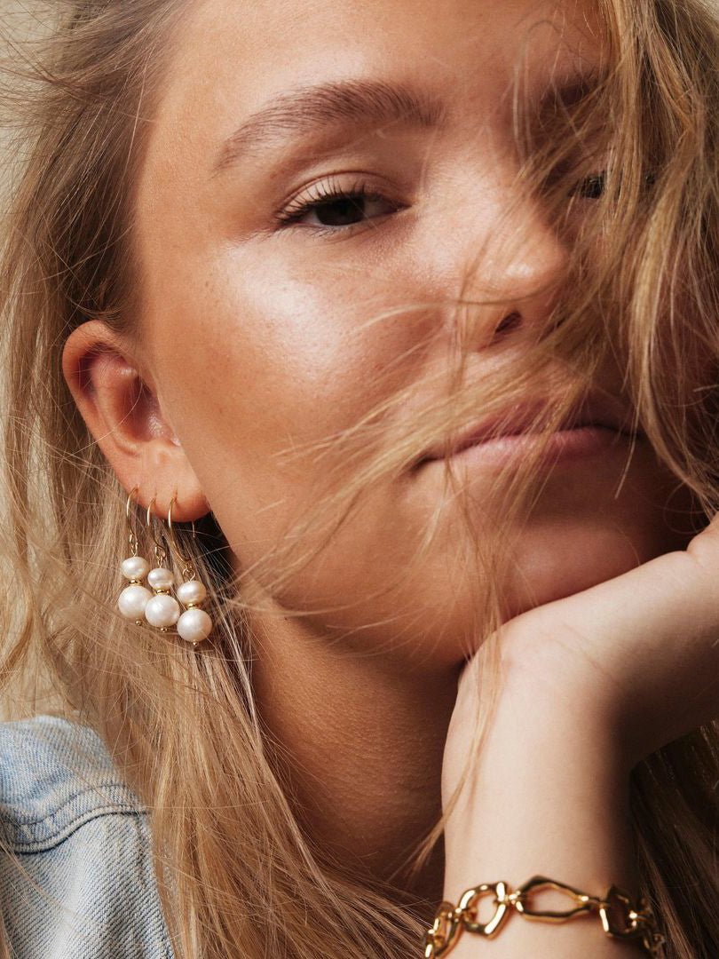 Friihof+Siig Golden Duo Pearls øreringe forgyldt - Online - Mode