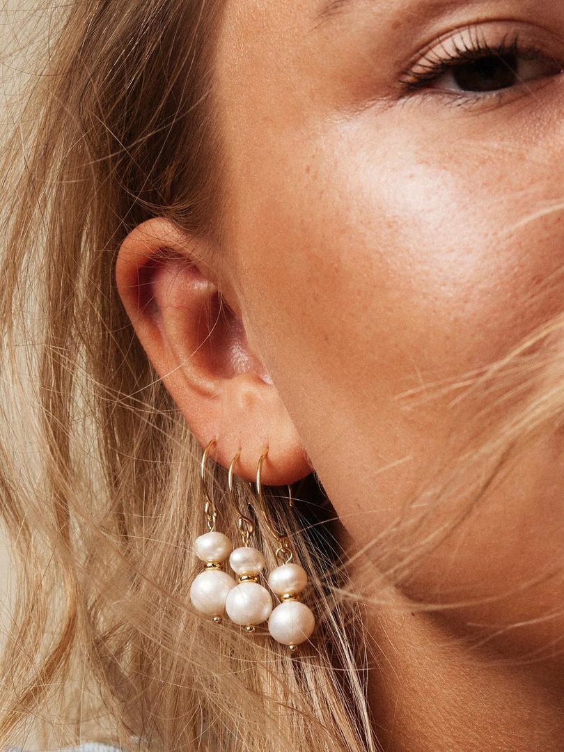 Friihof+Siig Golden Duo Pearls øreringe forgyldt - Online - Mode