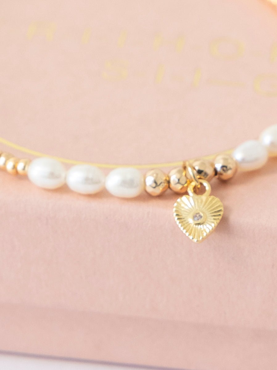 Friihof+Siig Golden Pearl Heart armbånd - Online - Mode