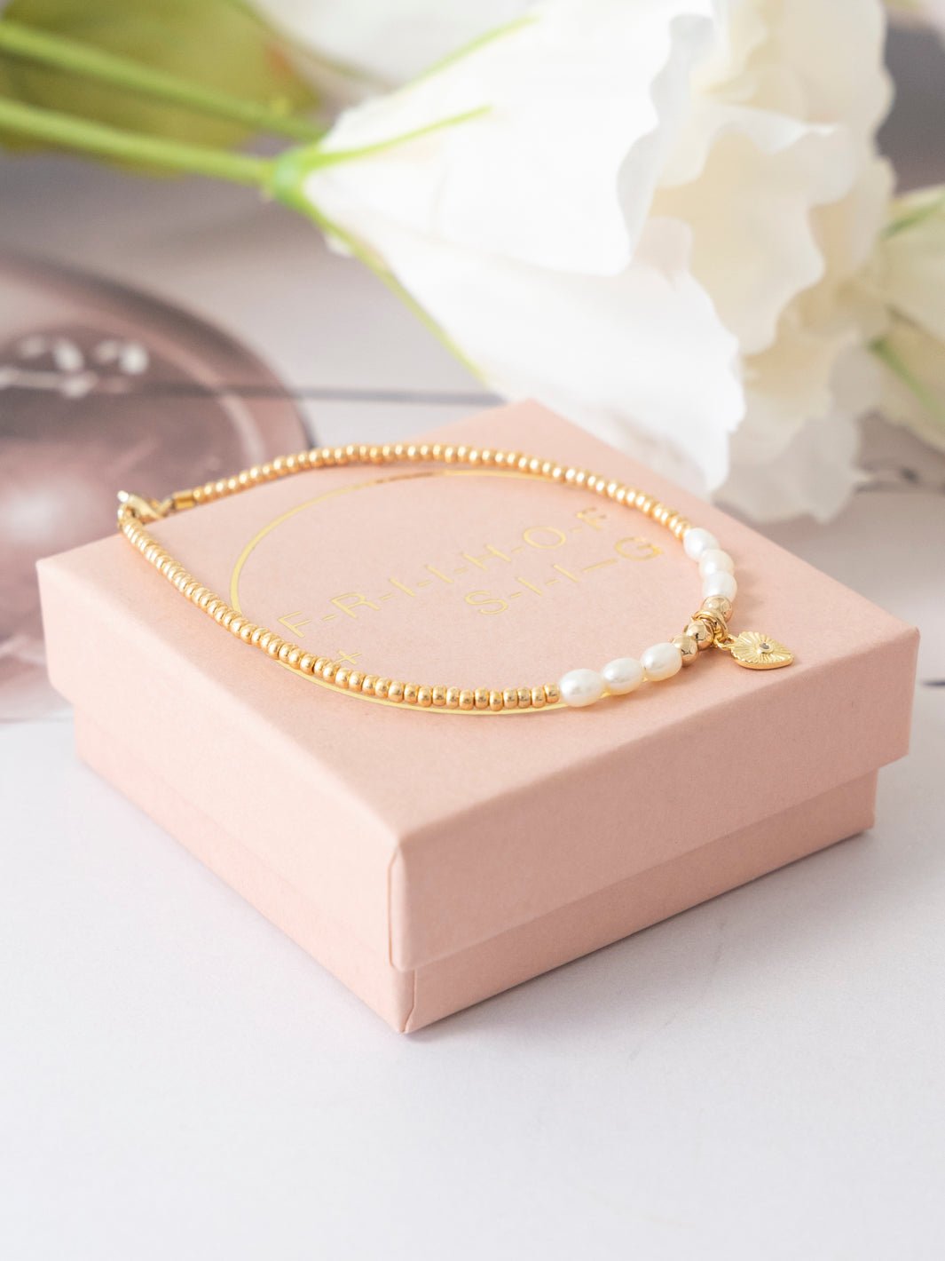 Friihof+Siig Golden Pearl Heart armbånd - Online - Mode