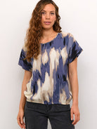 Kaffe KAbeathe Stanley bluse blue abstract print - Online - Mode