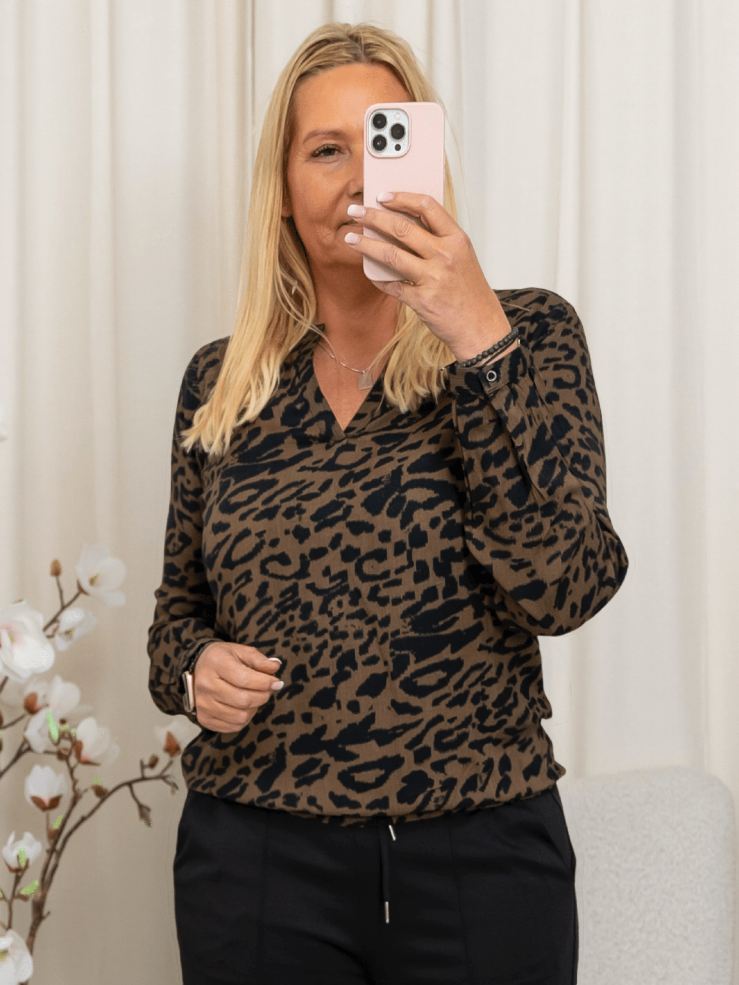 Kaffe KAditte bluse major brown/black - Online - Mode