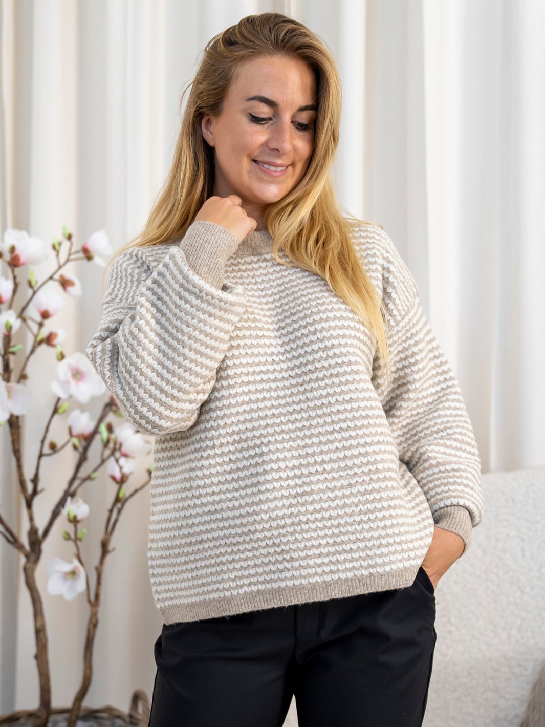 Kaffe KAellery knit pullover feather grey/chalk - Online - Mode