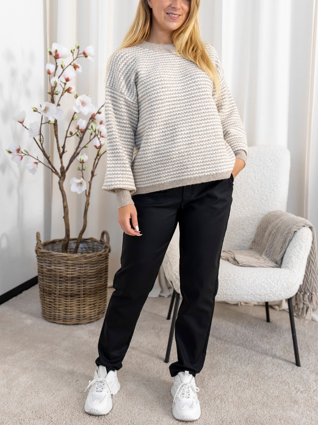 Kaffe KAellery knit pullover feather grey/chalk - Online - Mode