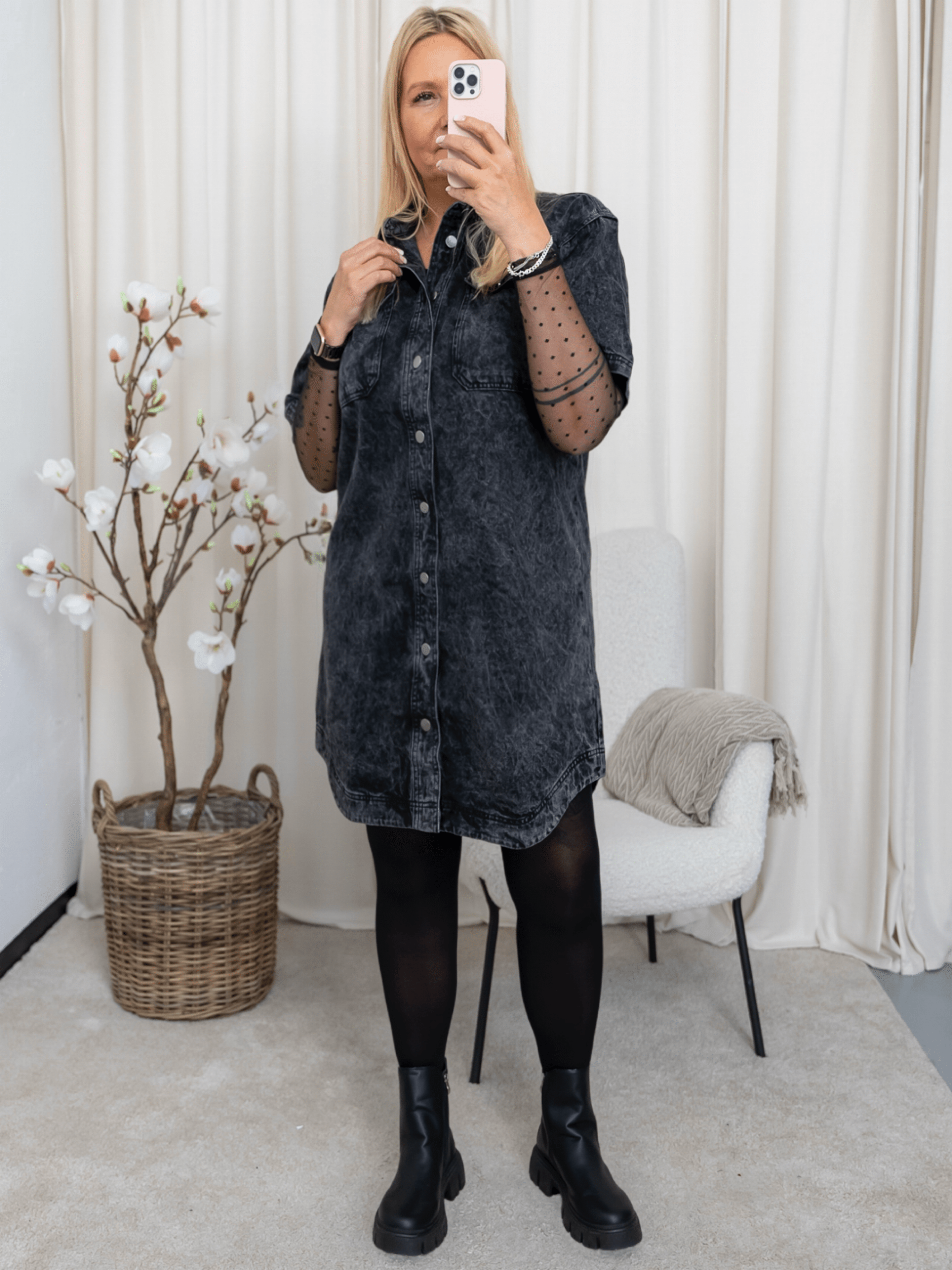 Kaffe KAemma denim shirt dress medium grey denim - Online - Mode