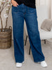 Kaffe KAkarla HW wide jeans medium blue denim