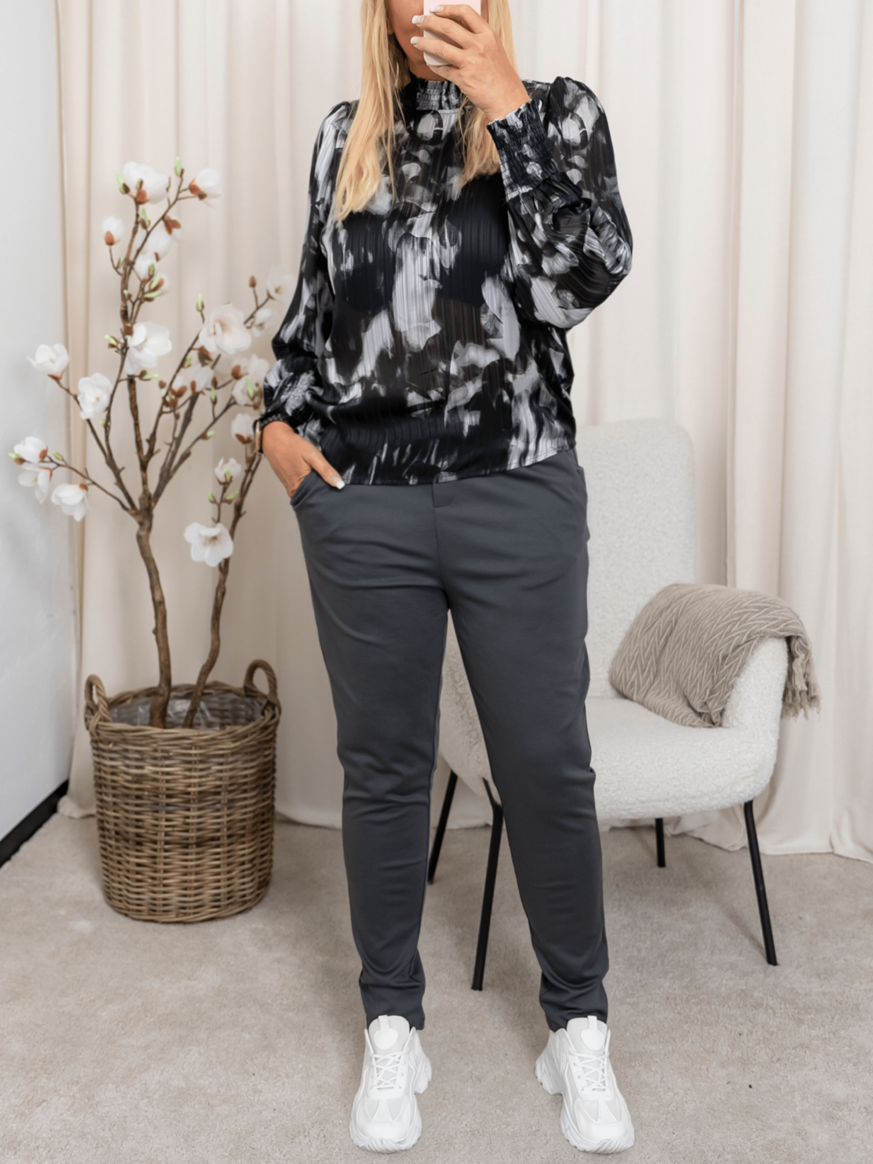 Kaffe KAlifa blouse black/grey blurry - Online - Mode