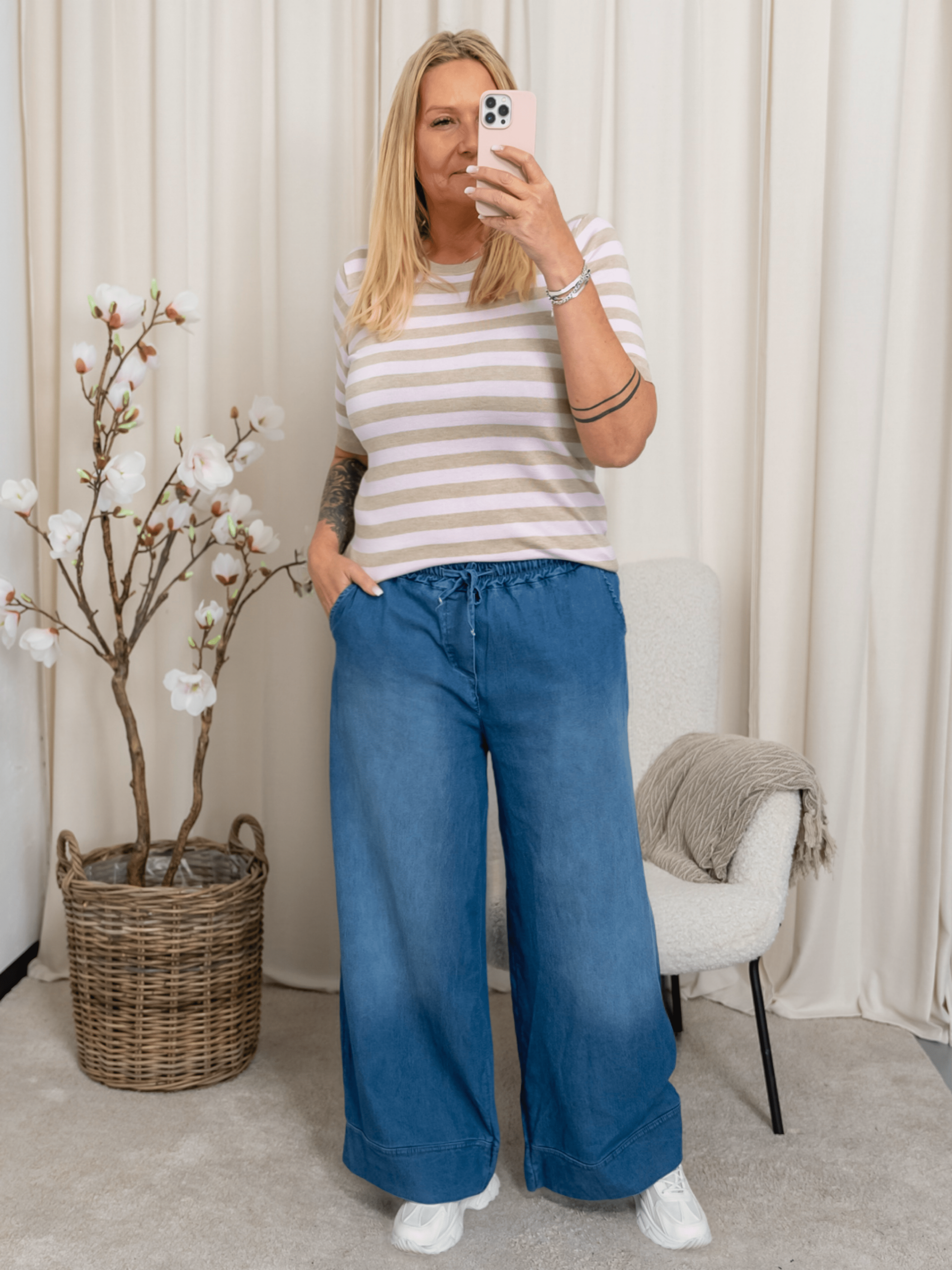 Kaffe KAlizza striped knit feather grey/pink - Online - Mode