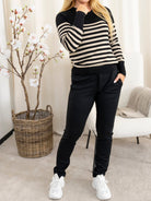 Kaffe KAlizza striped knit pullover black/feather gray - Online - Mode