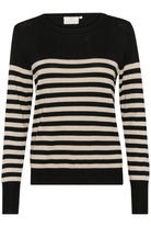 Kaffe KAlizza striped knit pullover black/feather gray - Online - Mode