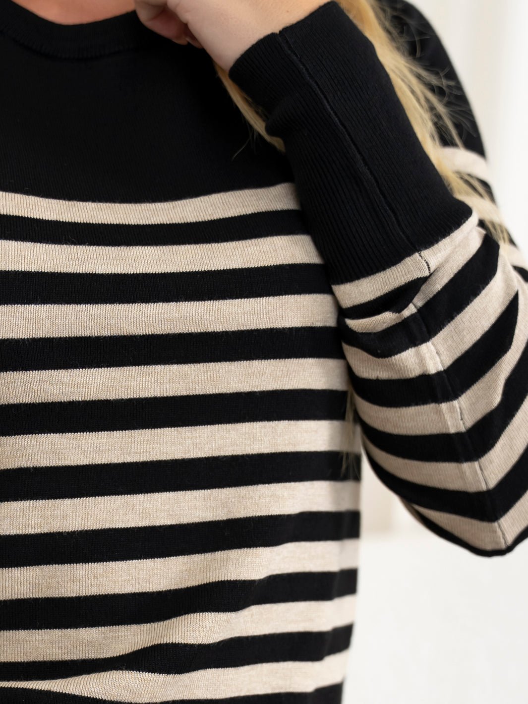 Kaffe KAlizza striped knit pullover black/feather gray - Online - Mode