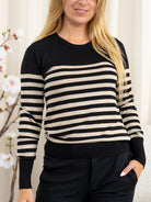 Kaffe KAlizza striped knit pullover black/feather gray - Online - Mode