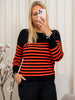 Kaffe KAlizza striped knit pullover black/red