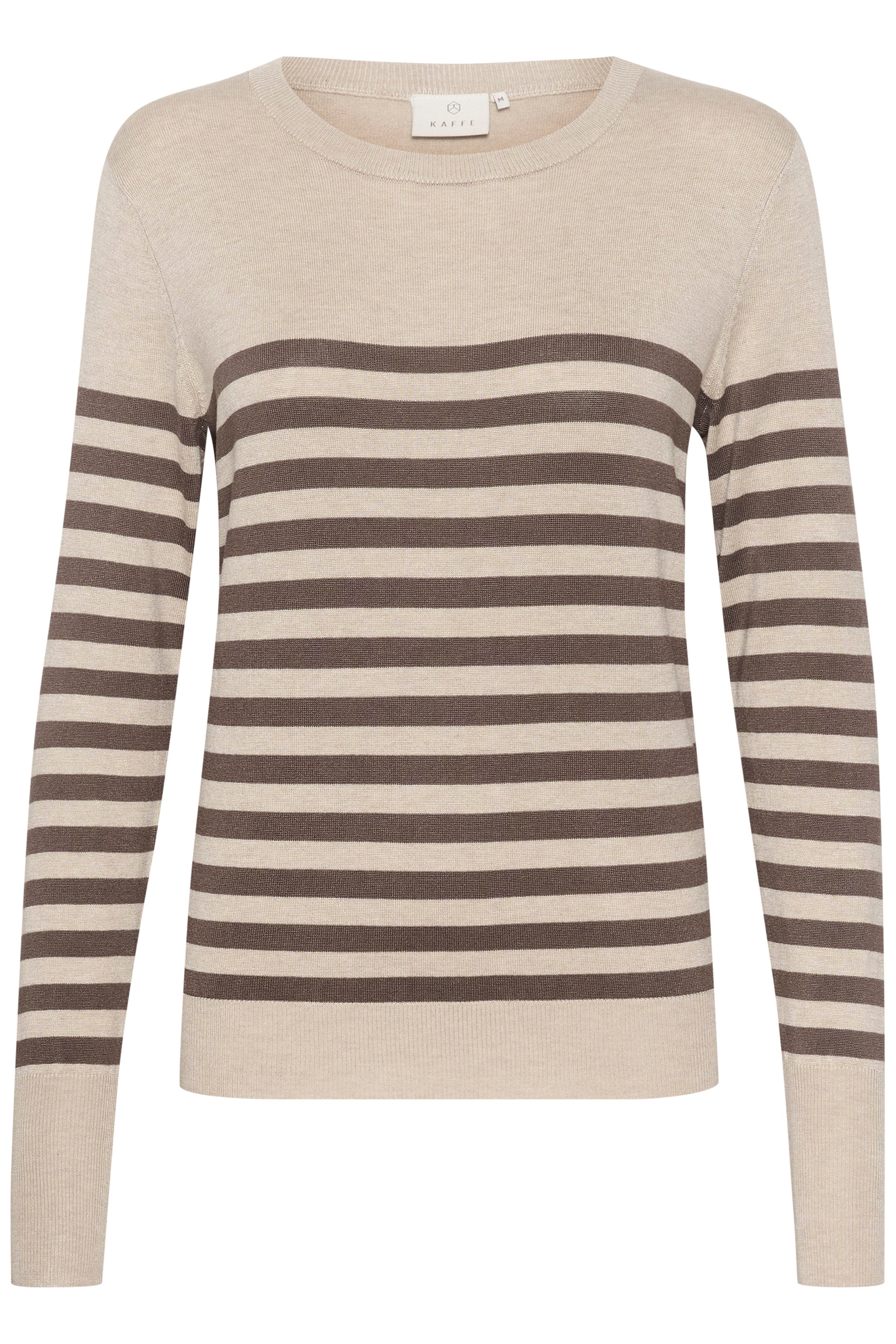 Kaffe KAlizza striped knit pullover feather grey/brown - Online - Mode